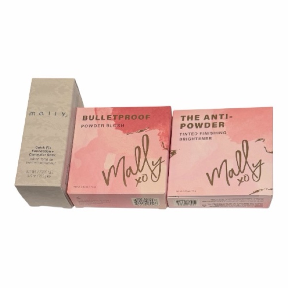 Mally Beauty Face Makeup Bundle Anti-Powder Quick Fix Blush Confident Coral New